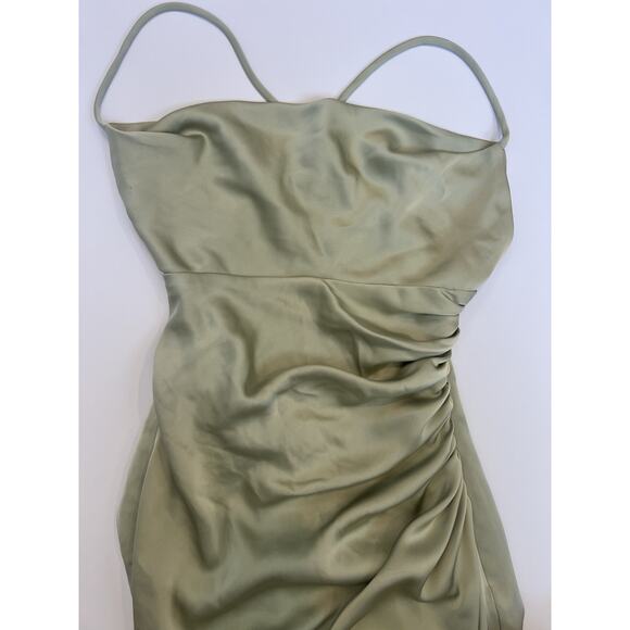 Katie May Ryder Strappy Back Satin Maxi Gown Sage Womens Size Small Formal Gown - Picture 4 of 14